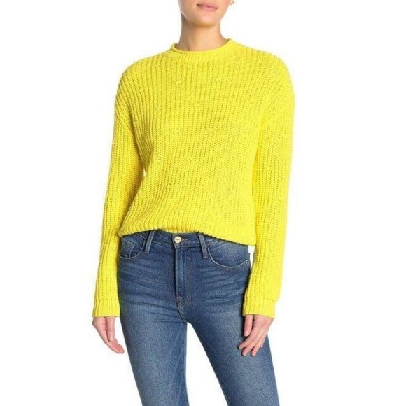 ^ Abound Women's Large Ribbed Knit Dolman Sweater - Yellow - Picture 1 of 8
